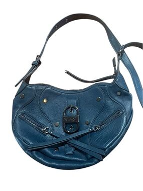 Jessica Simpson Teal Moto Hobo Shoulder Bag Y2K Buckle Zip Purse